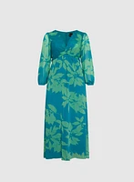 Leaf Print Twist Waist Dress