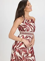 Robe maxi à motif feuilles