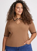 Keyhole Detail Polo Sweater
