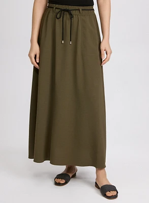 Drawstring Crinkled Maxi Skirt