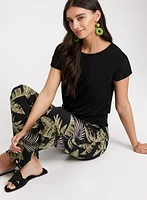 Pantalon à enfiler motif feuilles