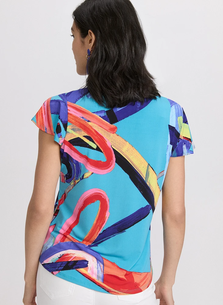 Abstract Flutter Sleeve Top