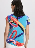 Abstract Flutter Sleeve Top