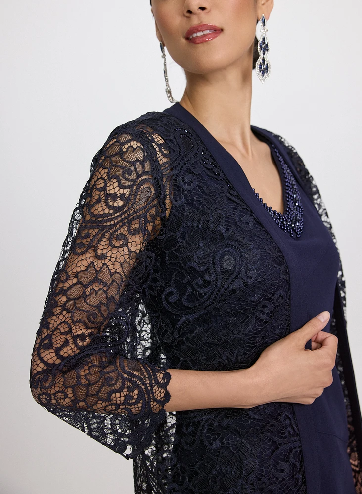 Ensemble de robe fourreau et veste en dentelle