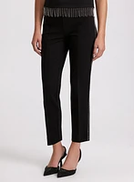 Sofia Rhinestone Trim Slim-Leg Pants - Short