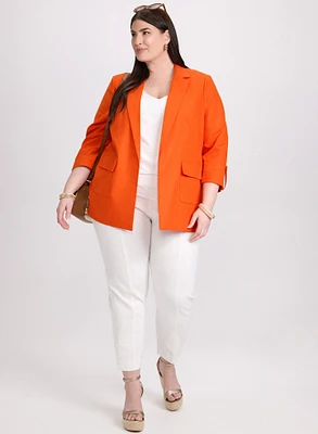 Linen-Blend Blazer & Pull-On Slim-Leg Pants