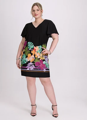 Joseph Ribkoff - Robe tropicale à manches évasées