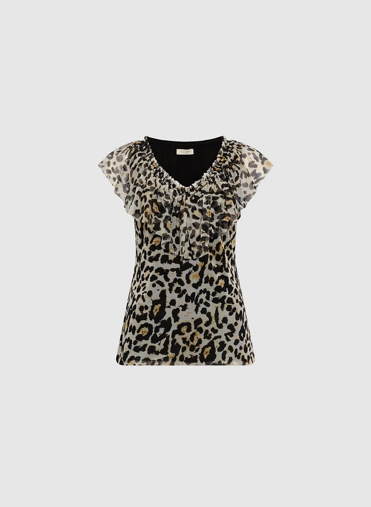 Frilled Animal Print Top