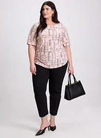 Abstract Grid Print Top