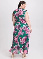 Floral Waterfall Ruffle Dress