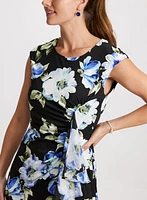 Flounced Asymmetric Floral Dress