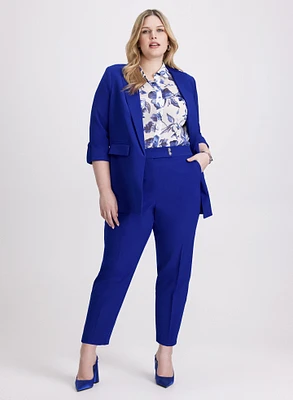 Rolled Sleeve Blazer & Emma Elastic-Back Slim-Leg Pants