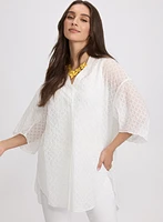 Cotton Grid Print Blouse