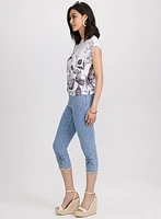 Embellished Denim Capris
