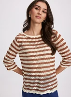 Pull rayé en tricot ajouré