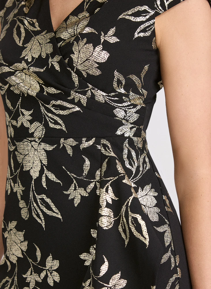 Metallic Floral Dress