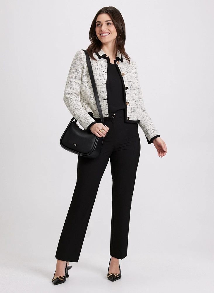 Veste en tweed à bandes contrastantes
