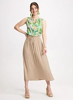 Satin Drawstring Waist Skirt