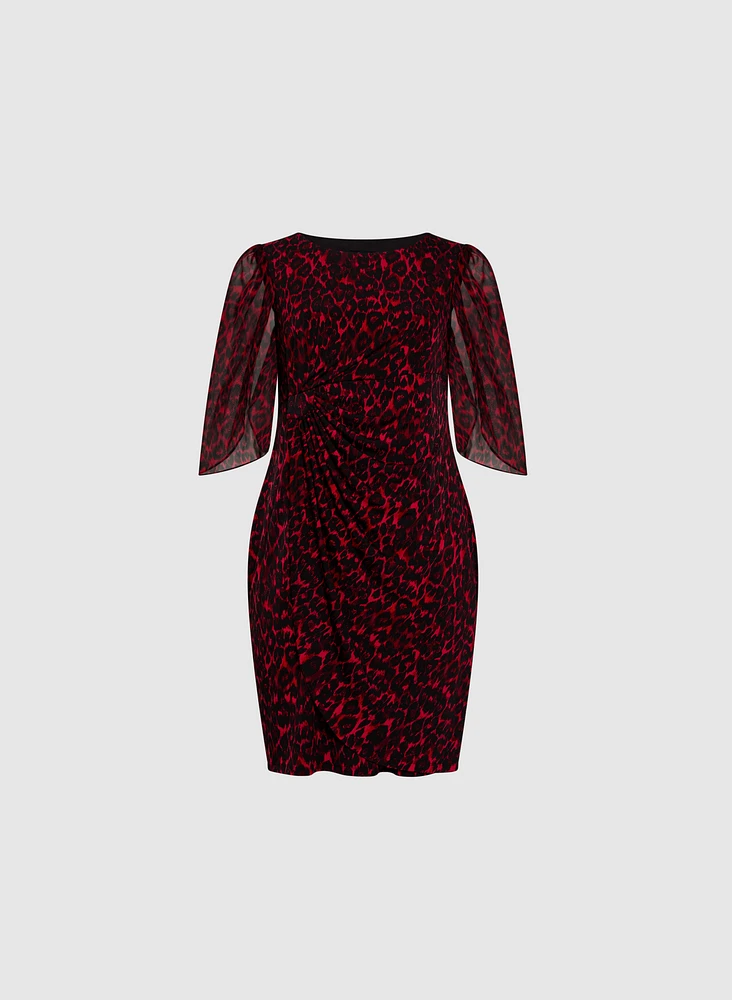 Flounced Animal Print Dress