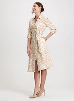 Linen-Blend Button-Front Dress