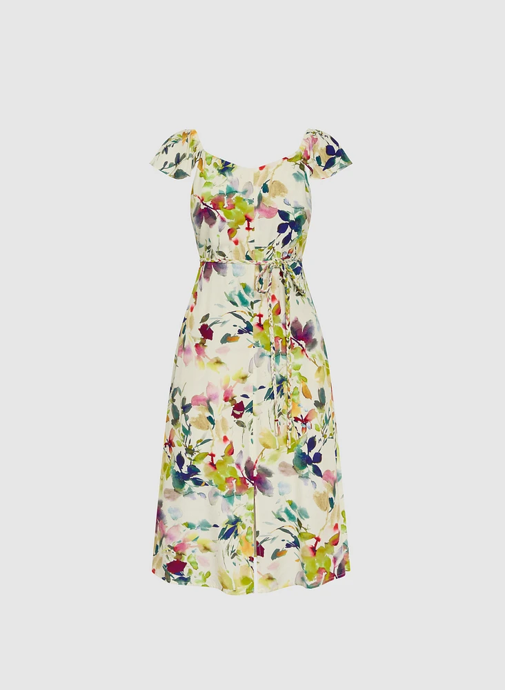 Floral Flutter Sleeve Dress