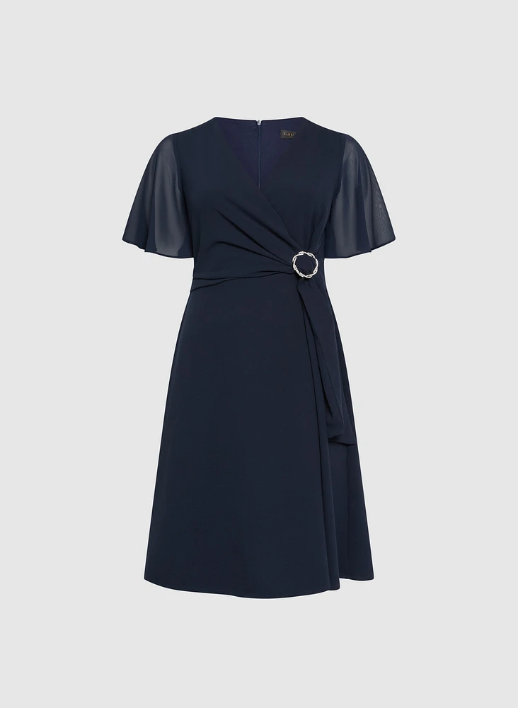 Metallic Brooch Dress