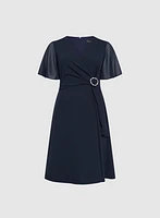 Metallic Brooch Dress