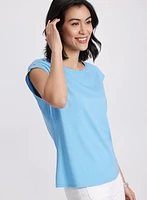 Metallic Button T-Shirt