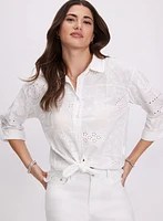 Embroidered Button-Down Blouse