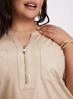 Foil Split V-Neck T-Shirt