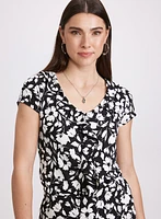 Floral Ruffle Front Top