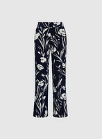 Wide-Leg Floral Print Pants