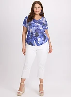 Embellished Leaf Print T-Shirt
