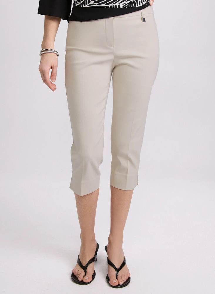 Tab Detail Slim-Leg Capris