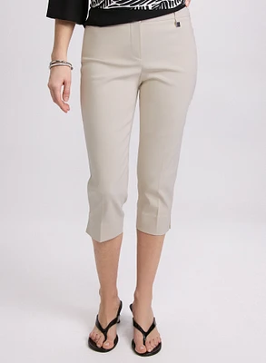 Tab Detail Slim-Leg Capris
