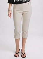 Tab Detail Slim-Leg Capris