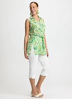 Sleeveless Paisley Button-Down Tunic