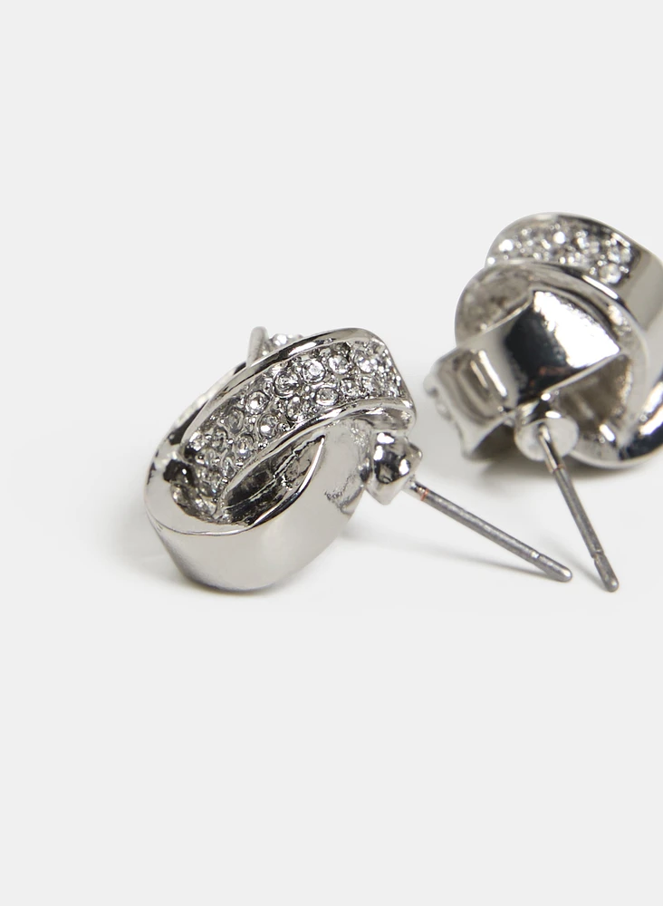 Crystal Inset Knot Earrings