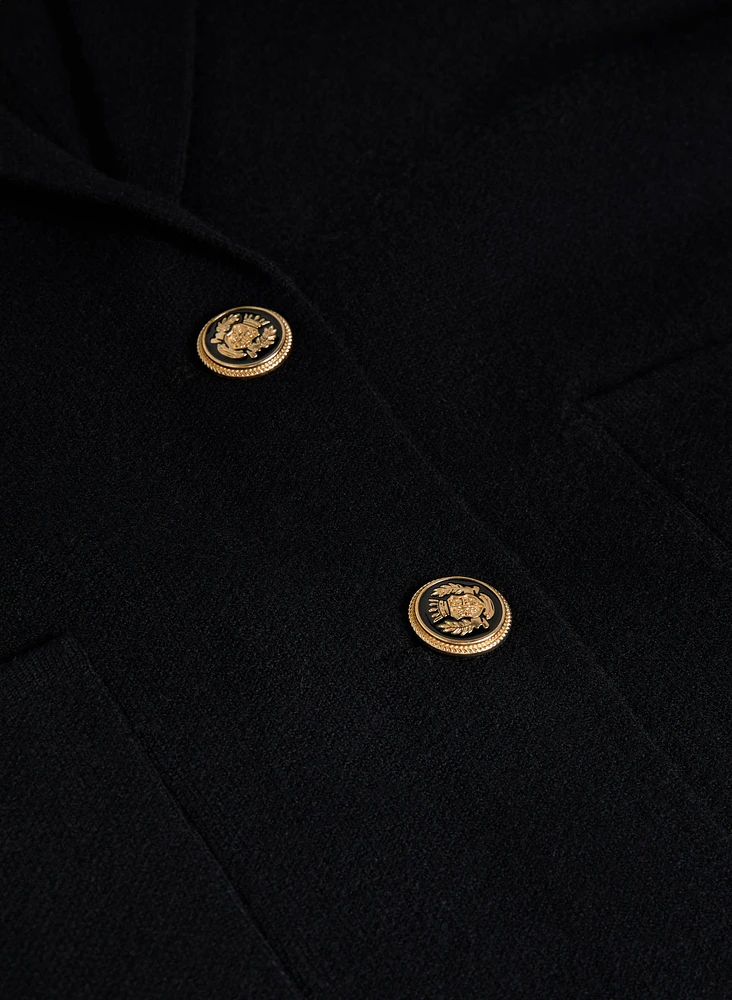 Lapel Collar Button-Up Cardigan