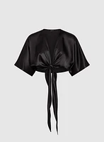 Tie-Front Satin Bolero
