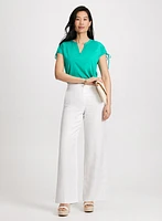 Drawstring V-Neck Tee