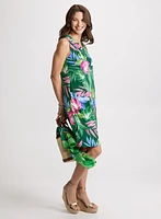 Tropical Print A-Line Dress