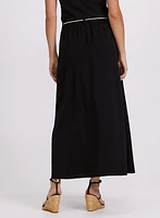Drawstring Crinkled Maxi Skirt