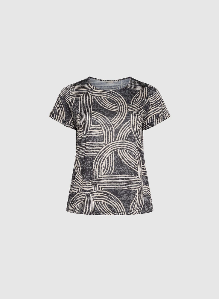 T-shirt à motif ligné abstrait