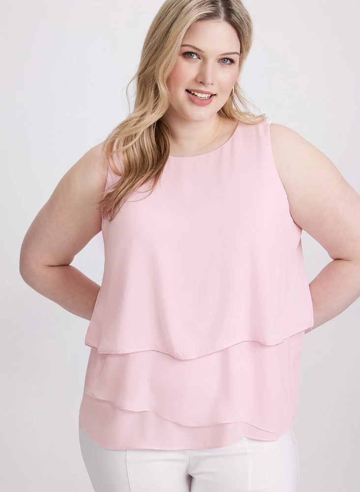Tiered Rhinestone Trim Blouse