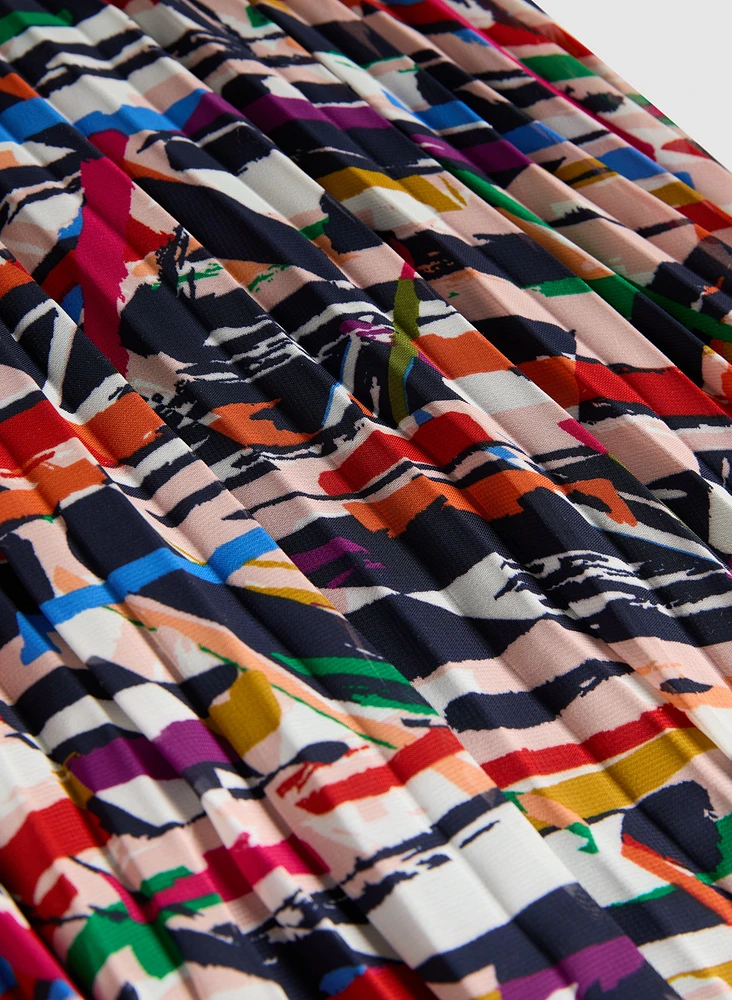 Abstract Plissé Dress