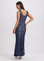Sequin Embellished Mesh Dress
