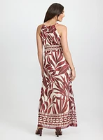 Robe maxi à motif feuilles