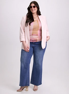 Open Twill Jacket & High-Rise Flare Leg Jeans