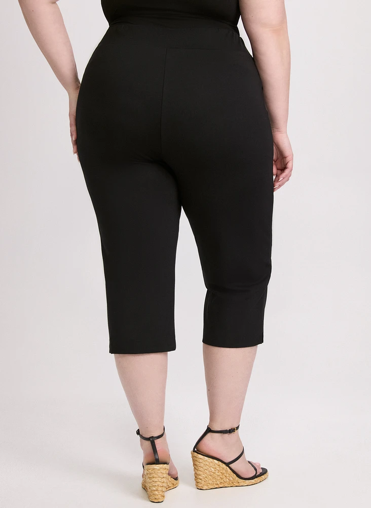 Slit Detail Straight Leg Capris